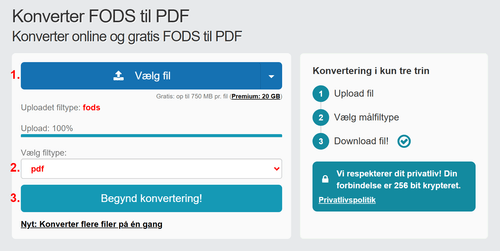 Sådan konverteres FODS filer online til PDF