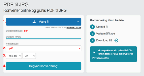 Konverter PDF til JPG online - trin for trin